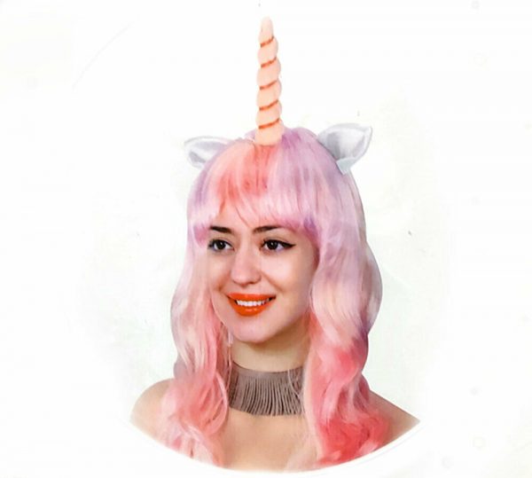Unicorn Costume Wigs Colour Synthetic Wavy Anime Mardigras Adult Rainbow Cosplay - Image 3