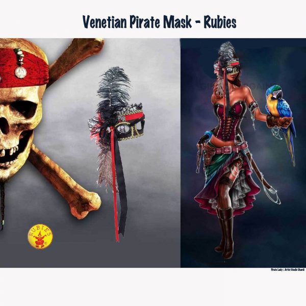Venetian Pirate Lady Mask Adult Buccaneer Beauty Skull Masquerade Party Costume