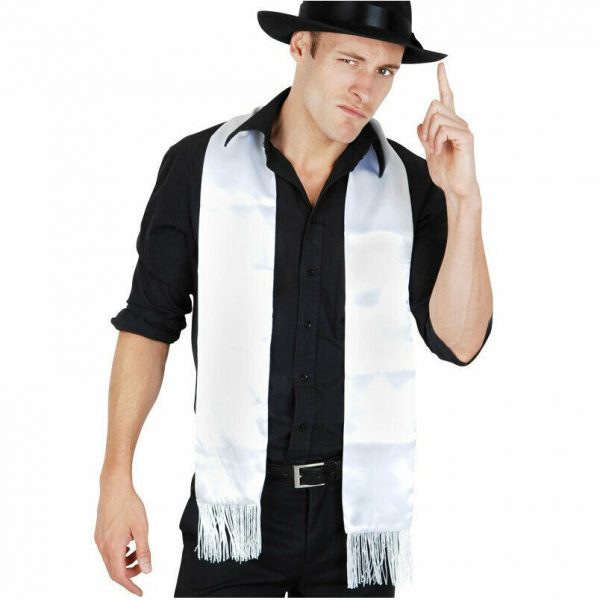 White Scarf w Fringe 1920s 30s Gangster Mobster Gentleman Costume Zoot Accessory