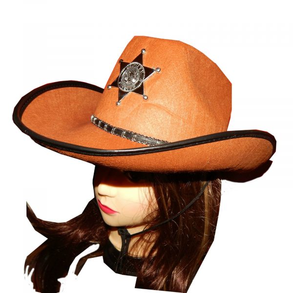 Adults Western Sheriff Brown Cowboy Hat Texas Ranger Men Gunslinger Tan Costume