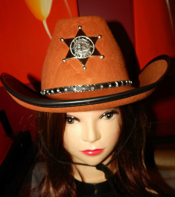 Adults Western Sheriff Brown Cowboy Hat Texas Ranger Men Gunslinger Tan Costume - Image 3