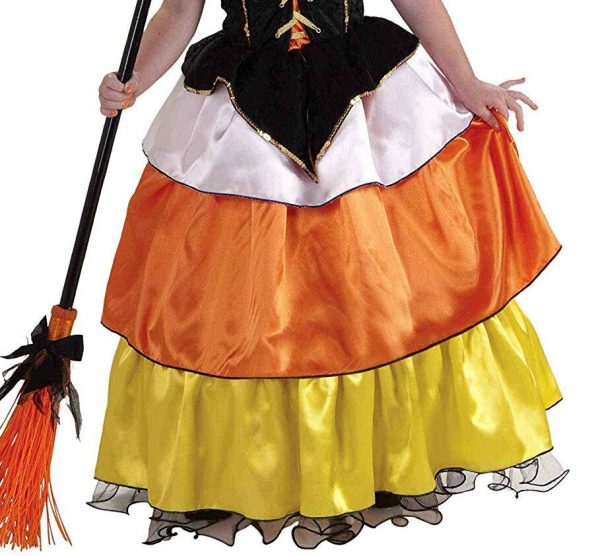 Candy Corn Witch Child Girls Kids Halloween Party Costume Small / Medium w Hat - Image 4