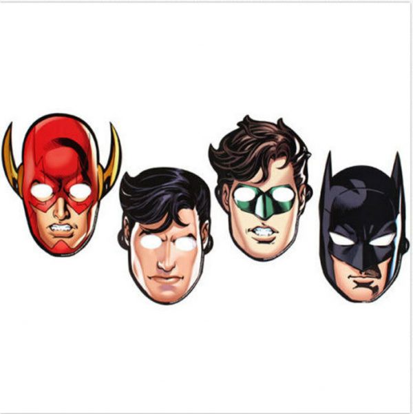 Justice League Boys Birthday Party Supplies Face Masks 8 Pack Superheroes Favour - Image 3