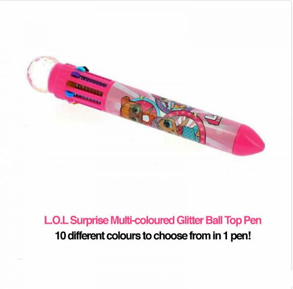 LoL Surprise Multicoloured Glitter Ball Top Pen L.O.L Surprise 10 Colour Girls