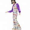 Men 1960s Groovy Hippy Hippie Costume Peace Disco 70s 60s Rainbow Woodstock Suit - Image 5