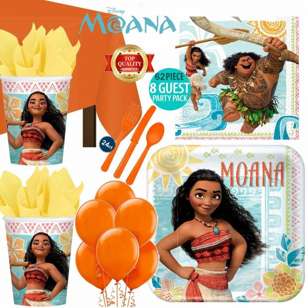 Moana Birthday Party Supplies Plates Cups Napkins Cutlery T.Cover FREE Balloons