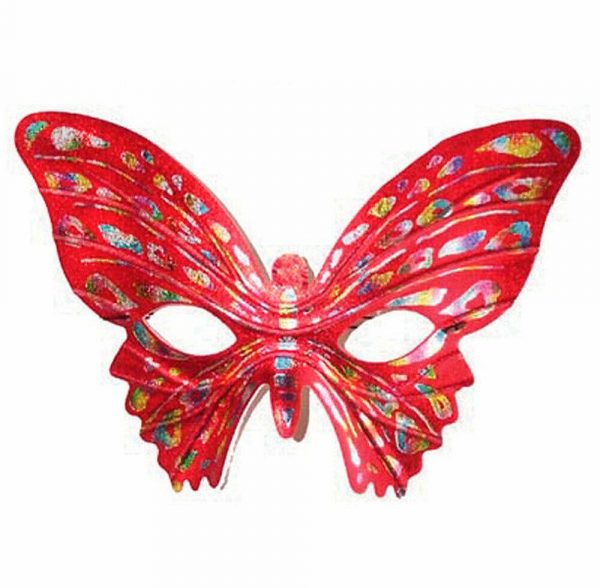 Red Butterfly Masquerade Eye Mask Venetian Mardi Gras Moulin Rouge Carnival
