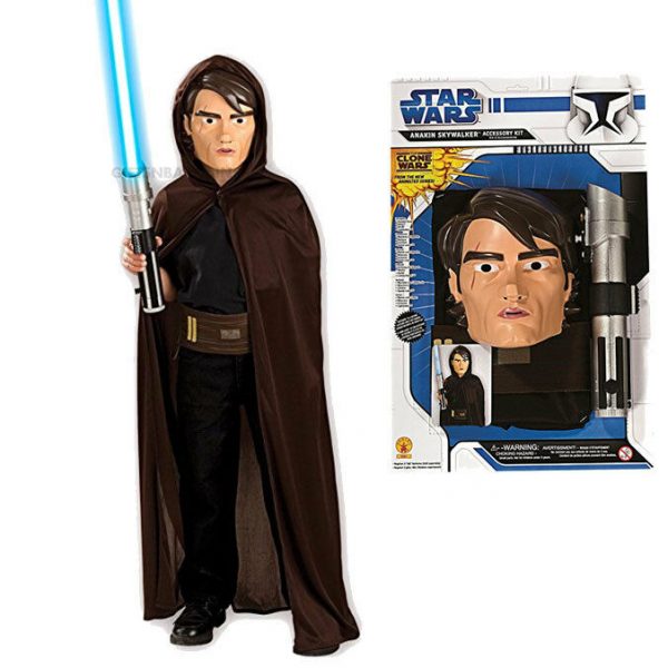 Star Wars Anakin Skywalker Costume Boys Extendable Light Sabre Cloak Mask Belt