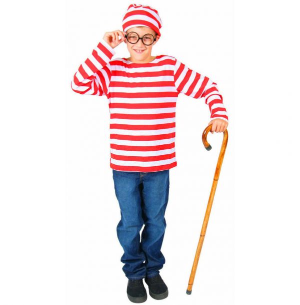 Where's Wally Waldo Children Boys Girls Costume Character Book Week Glasses Hat - Image 3