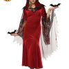 BAT MISTRESS COSTUME GOTHIC WITCH VAMPIRESS DRESS HALLOWEEN RED HOOD VELVET CAPE