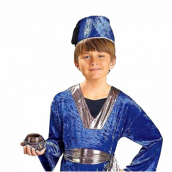 Biblical Times Blue Wise Man Men Child Costume 3-4y Christmas Magi Hat Robe Belt - Image 3