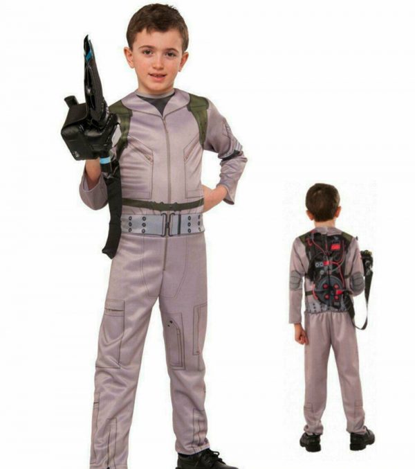 Boys Ghostbusters Costume Jumpsuit Kids Girls Fancy Dress Halloween Proton Wand