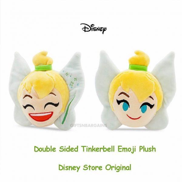 Disney Tinker Bell Emoji Plush Tinkerbell Soft Toy Reversible Face Kids Travel