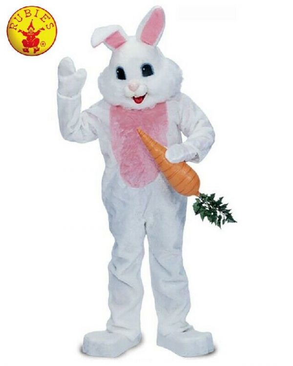 Easter Bunny Premium Deluxe Plush Mascot White Rabbit Suit Adult Men Costume STD