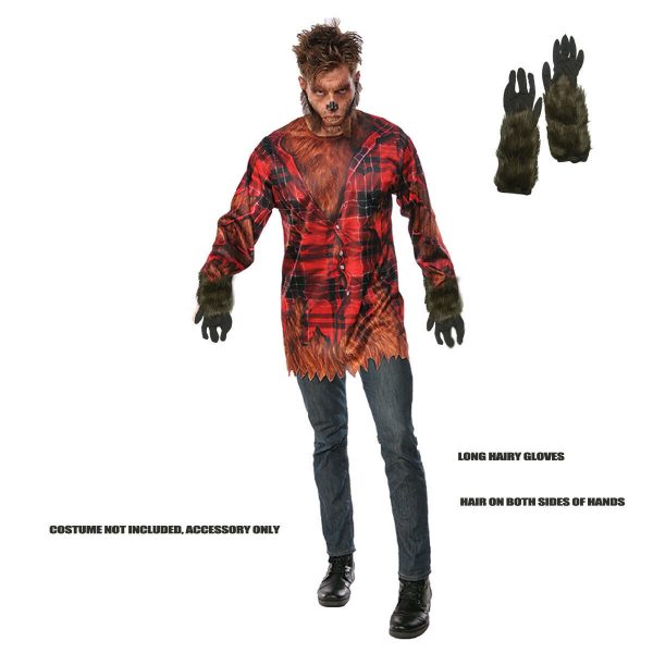 Hairy Werewolf Wolf Monster Hands Claws Paws Halloween Costume Gloves ANIMAL FUR - Image 3