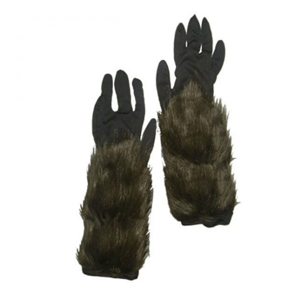 Hairy Werewolf Wolf Monster Hands Claws Paws Halloween Costume Gloves ANIMAL FUR