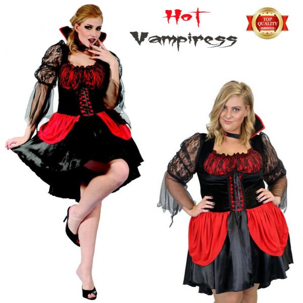 Hot Vampiress Costume Superhero Witch Womens Halloween Dress Plus Size XL / XXL
