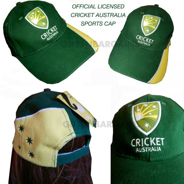 Licensed Cricket Australia Cap Green Yellow Sport Fan Hat Men Christmas Gift