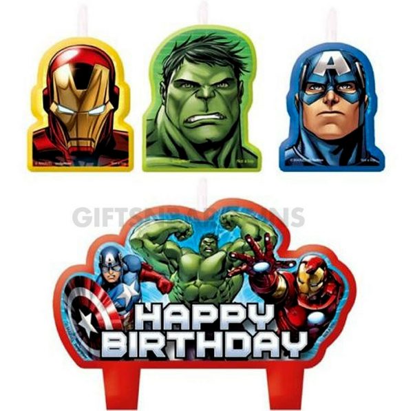 Marvel Avengers Happy Birthday 4 Piece Party Candle Set Super Heroes Themed Cake - Image 3
