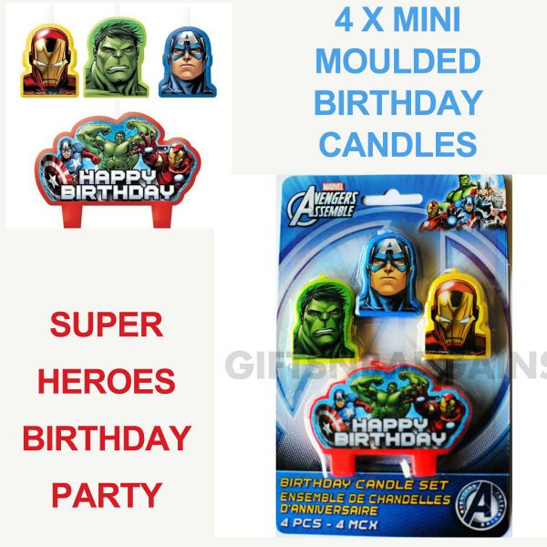 Marvel Avengers Happy Birthday 4 Piece Party Candle Set Super Heroes Themed Cake