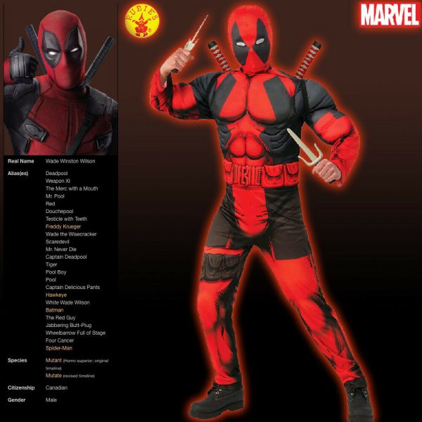 Dc Comics Marvel Deadpool Costume Muscle Chest - Mens Std/XL - Image 3