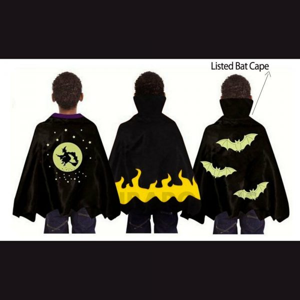 Spooky Stuff Kids Black Bat Witch Vampire Halloween Costume Cape Boys Girls pvc
