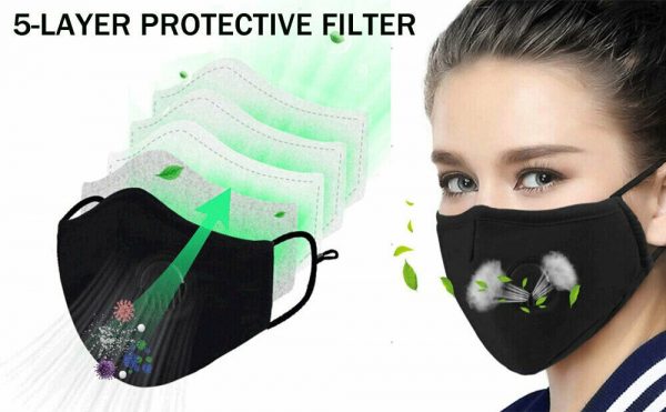 Washable Face Mask Mouth Reusable Anti-Pollution Cotton w Pocket filter Adult - Image 8