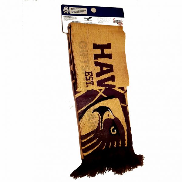 AFL HAWTHORN HAWKS APEX JACQUARD SCARF OFFICIAL FOOTY BROWN YELLOW LICENSED NEW - Image 4