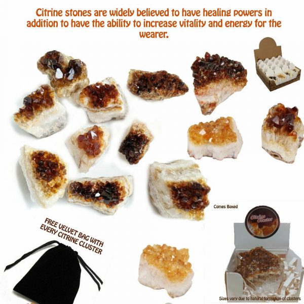 Citrine Crystal Cluster Gemstone Healing Vitality Abundance 5cm Free VELVET Bag - Image 3