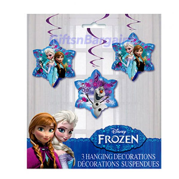 DISNEY FROZEN BIRTHDAY PARTY HANGING SWIRL DECORATIONS SNOW FLAKE (3) 26″ XMAS - Image 3