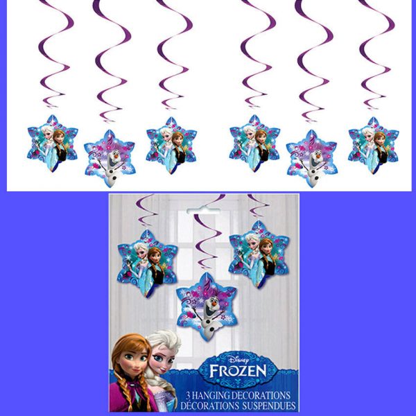 DISNEY FROZEN BIRTHDAY PARTY HANGING SWIRL DECORATIONS SNOW FLAKE (3) 26″ XMAS - Image 4