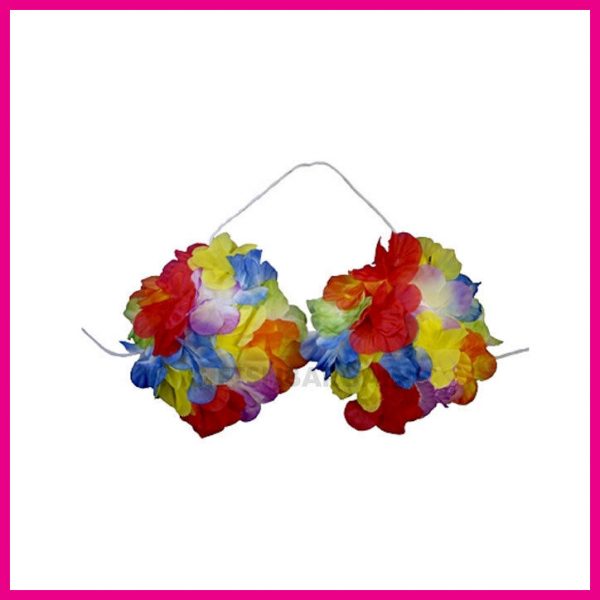 Hawaiian Hula Flower Bra Fancy Dress Accessory Adult Aloha Luau Party Ladies - Image 3