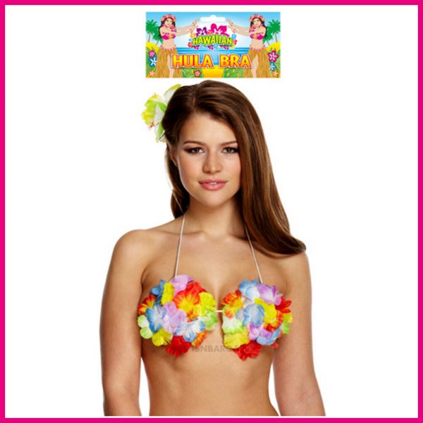 Hawaiian Hula Flower Bra Fancy Dress Accessory Adult Aloha Luau Party Ladies