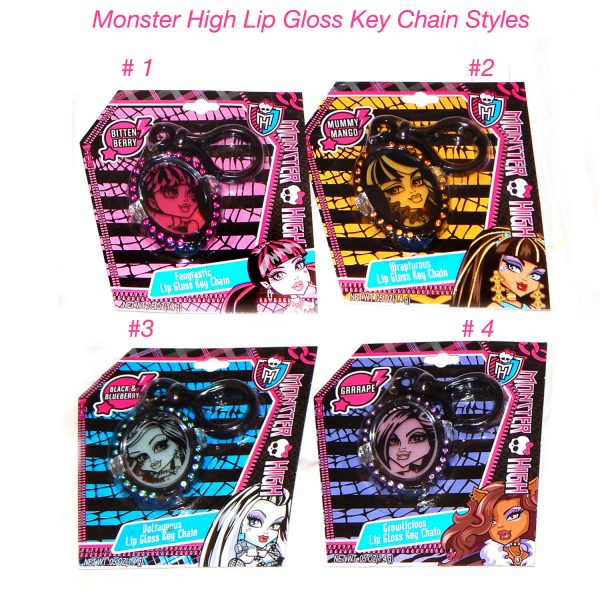 MONSTER HIGH LIP GLOSS BALMS KEY RING CHAIN FLAVOURED GIRLS STOCKING FILL XMAS