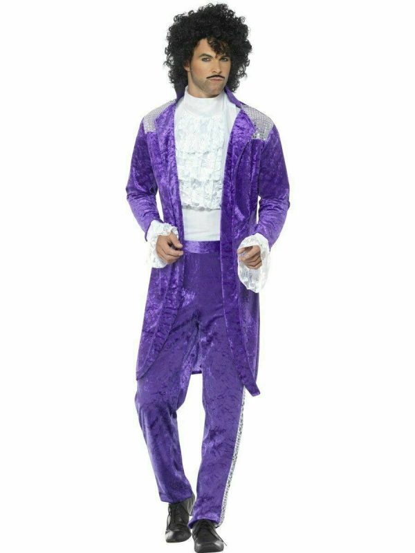 Mens 80s 1980s Purple Rock Musician Costume Party Singer Pop Star Adult 3Pc Suit - Image 3