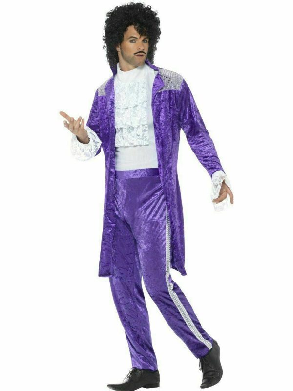 Mens 80s 1980s Purple Rock Musician Costume Party Singer Pop Star Adult 3Pc Suit - Image 4