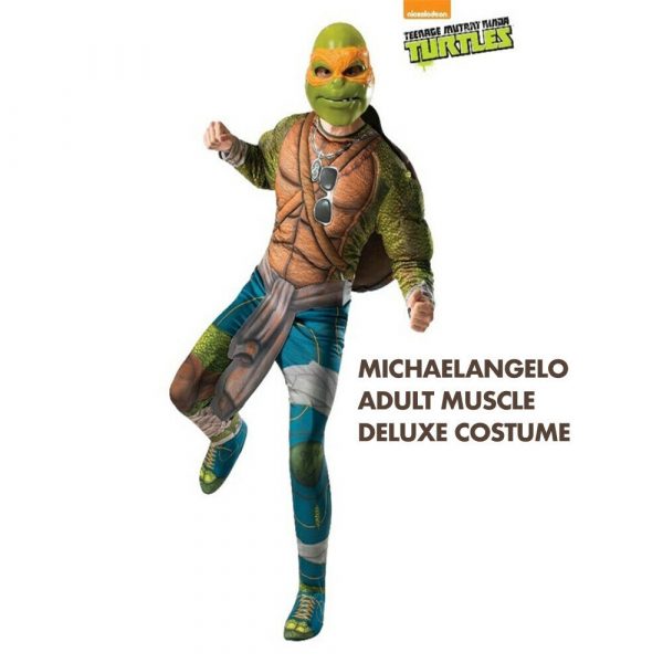 Mens Adult MichaelAngelo Super Hero DLX Teenage Mutant Ninja Turtles Costume XL