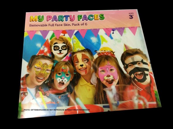 My Party Faces Removable Party Face Skin 6 x Animal Costume Mask Temp Tattoo Kid - Image 3