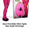 Pink Glitter Witch Halloween Tights Child Kids Girls Costume Accessory Small 4-6