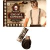 Skeleton Fedora Hat & Suspenders Set Skull Bones Halloween Adult Costume Men - Image 3