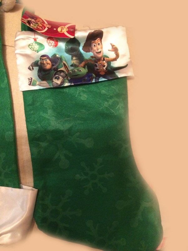 Toy Story Buzz and Woody Friends Christmas Stocking w Matching Santa Hat Green - Image 4