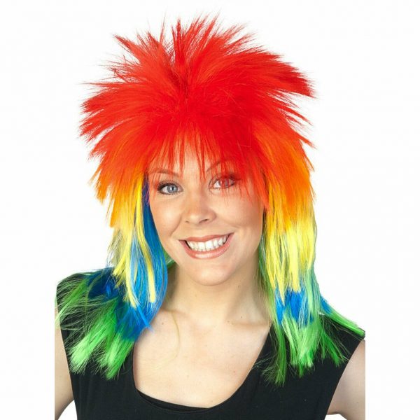 80's Rainbow Mullet Punk Costume Wig