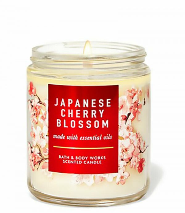 Bath Body Works Single Wick Candle 198gm Japanese Cherry Blossom Mothers Day GIFT