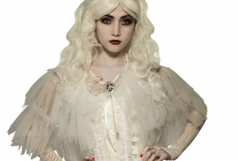 GHOSTLY WHITE WITCH COSTUME CAPE ADULT HALLOWEEN WOMEN JADIS LILITH NARNIA JINN