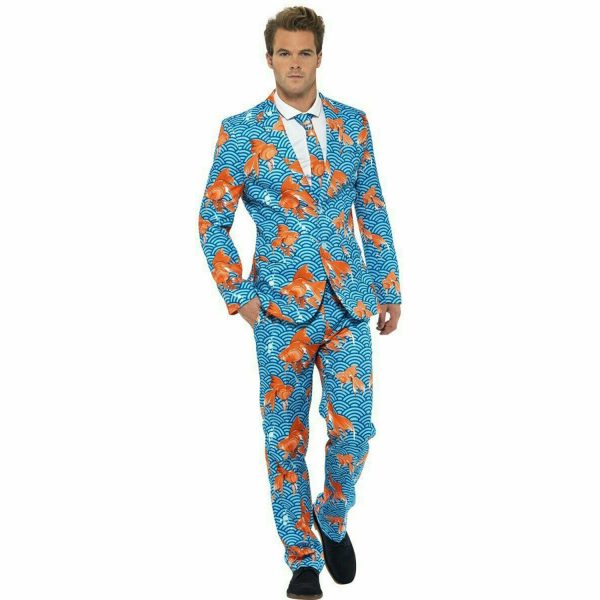 Goldfish Mens Stand Out Suit  Costume Stag Party Funny Fancy Fish Formal 3pc S:L - Image 3
