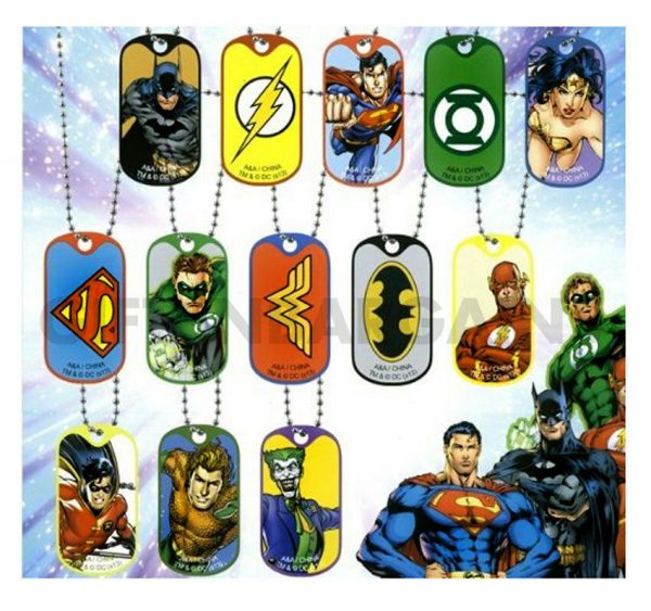 Justice League Avengers DC Comics Super Heroes Dog Tag Necklace Boys Kids Chain