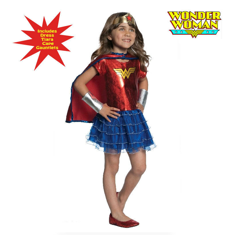 LICENSED WONDER WOMAN COSTUME SUPER HERO GIRLS CHILD FANCY DRESS HALLOWEEN 4 6 GiftsnBargains
