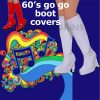 Ladies Go Go White Shoe Covers Girl Boot Tops 1960s Hippie Costume 1980s disco