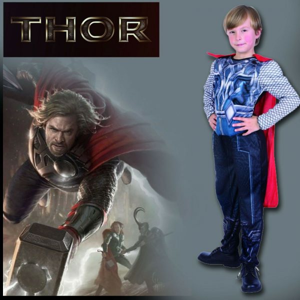 Marvel Avengers Thor Costume cape jumpsuit S/M Classic Child Boys Superhero - Image 3
