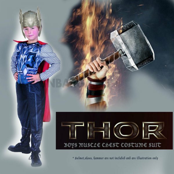 Marvel Avengers Thor Costume cape jumpsuit S/M Classic Child Boys Superhero - Image 5